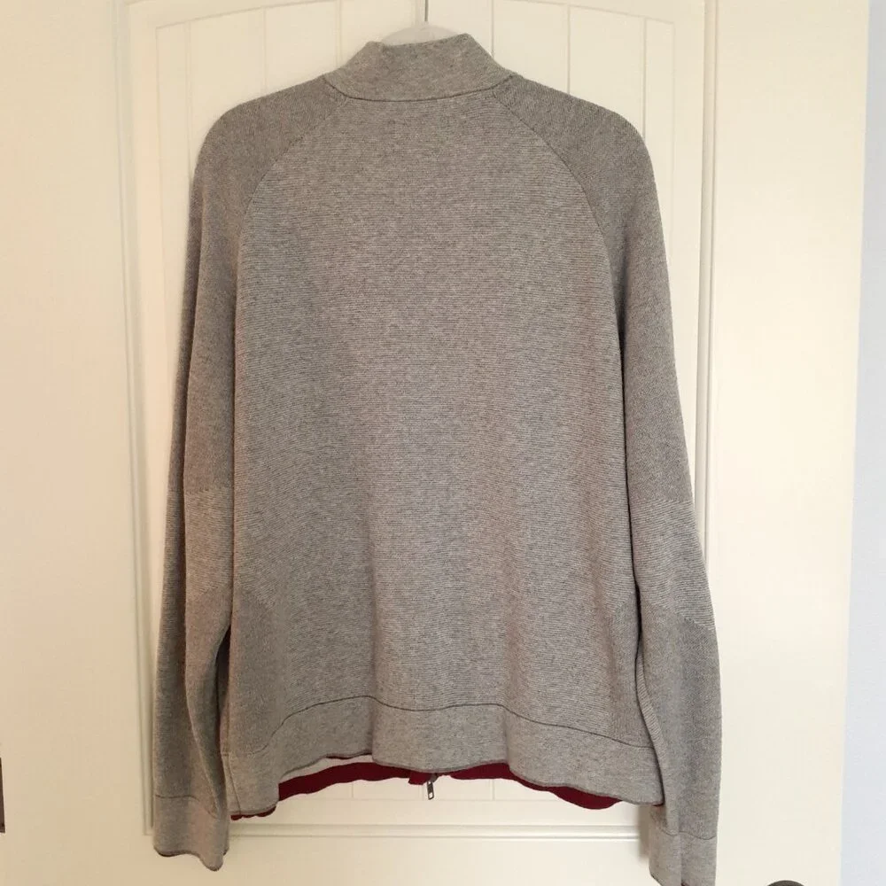 Overland Louis Wool-Blend Zip Up Sweater with Pockets Gray Size XL